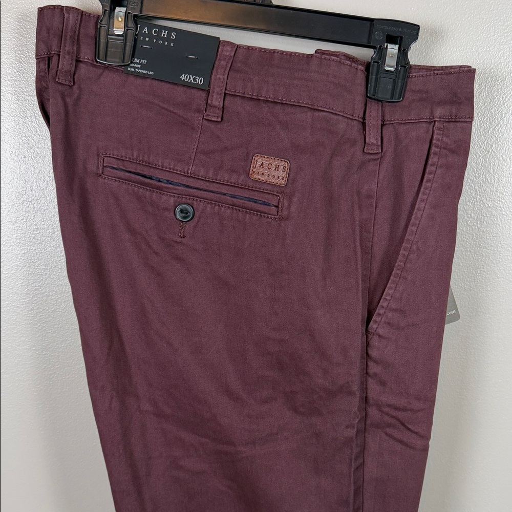 Jachs New York Maroon Slim Fit Mid Rise Chino Pants